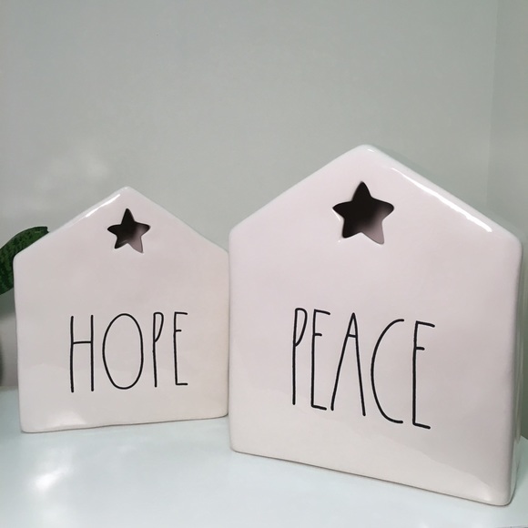 Rae Dunn Other - Rae Dunn HOPE & PEACE Tea Light Candle Houses.